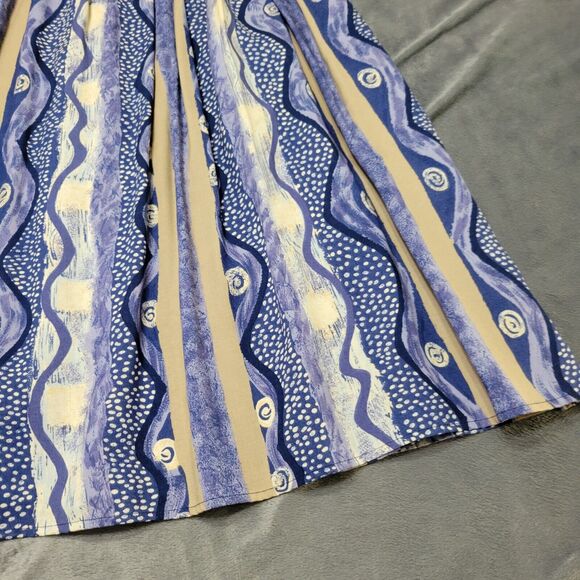 Connection Related Skirt Women Small Midi Blue White Boho Rayon USA Made Pull On - Picture 9 of 12